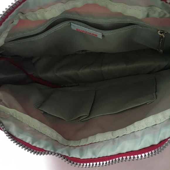 Guazhuni Cross Body Shoulder Bag Dark Fuschia Pink Top Zipper Outer Pocket - Picture 8 of 9